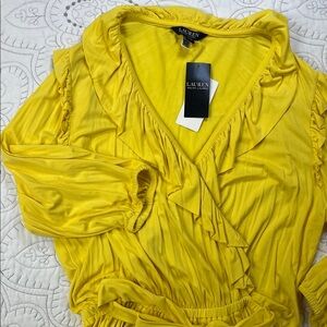Lauren Ralph Lauren Belted Peplum Blouse - NWT Women’s Sleeved Top - Large